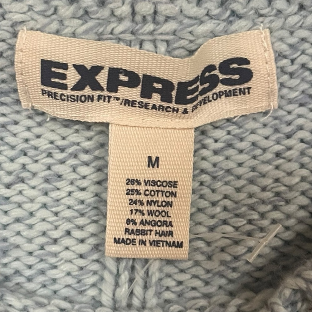Y2K Express Knit Long Sleeve Blue Crew Neck Sweater - Size Medium - Picture 10 of 11